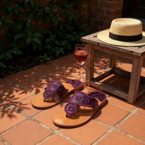 Jack Rogers Purple Crochet Thong Sandals – Size 10M – USA Made